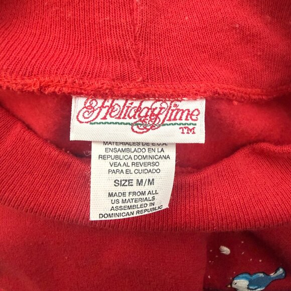 Vintage Holiday Time Sweatshirt | Snowman & Penguin | Red | M - Picture 8 of 9